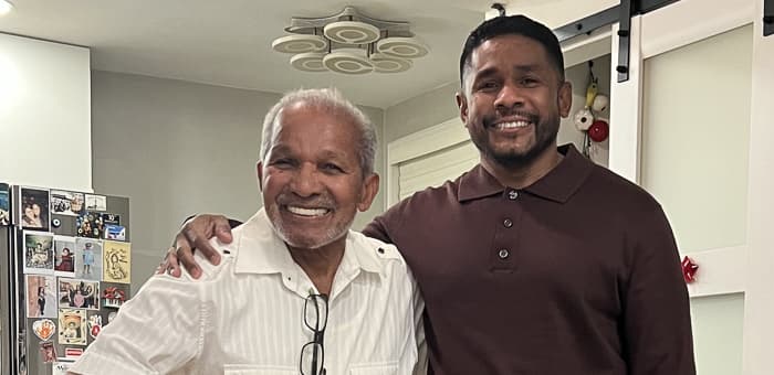 Barjes with his dad